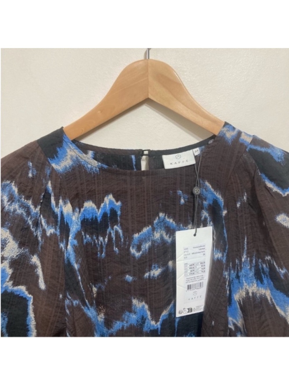 Kaffe Kasusana Blouse Size Small Brown Blue Fade Print Longsleeve New - Picture 7 of 13